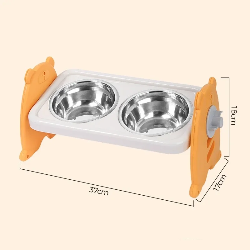 Elevated Pet Bowl for Small Dogs and Cats-Tilted Adjustable Raised Dog Bowls with 3 Stainless Steel Non-Slip Feeder Dog Bowls