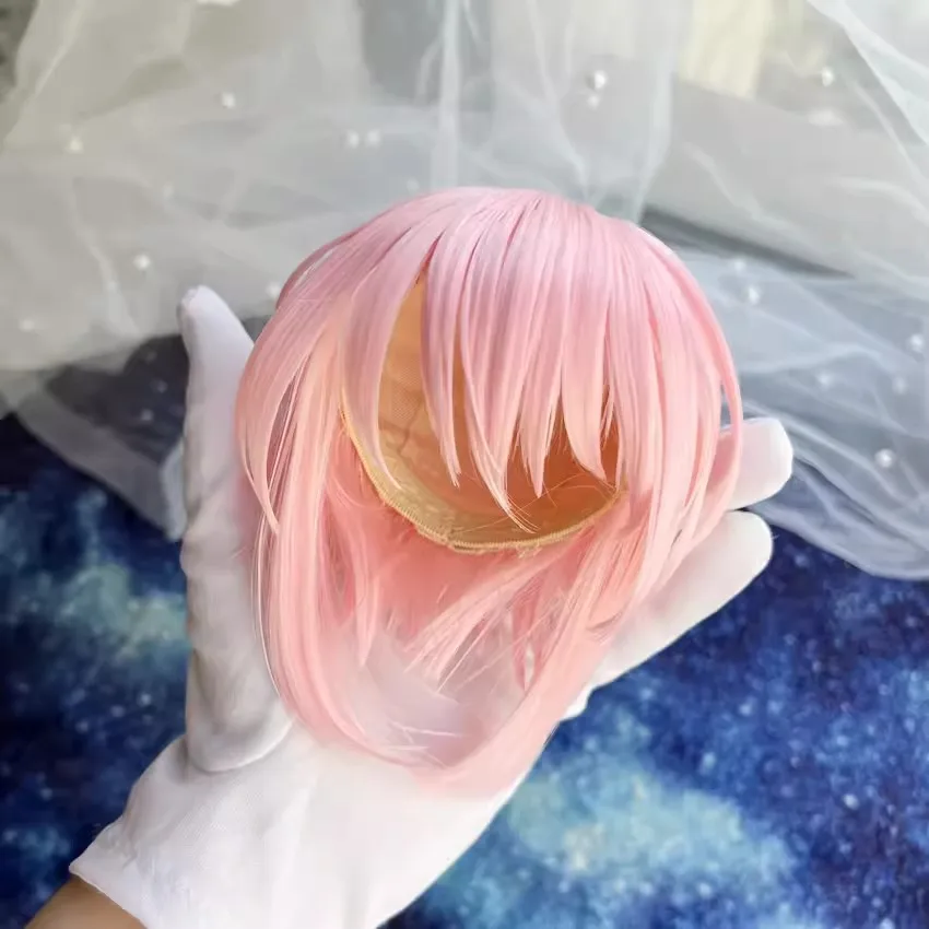 Hot Anime Role Cos Handmade Light Pink Short Styling Hair 1/3 1/4 1/6 BJD Hair Wig Cosplay KN Gift