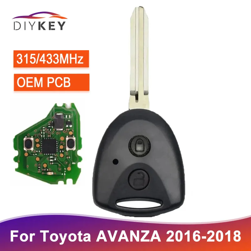 DIYKEY OEM Board 2 Buttons For Toyota AVANZA 2016 2017 2018 Wigo Grand For Daihatsu Xenia Alza 315MHz 433MHz Remote Key G Chip