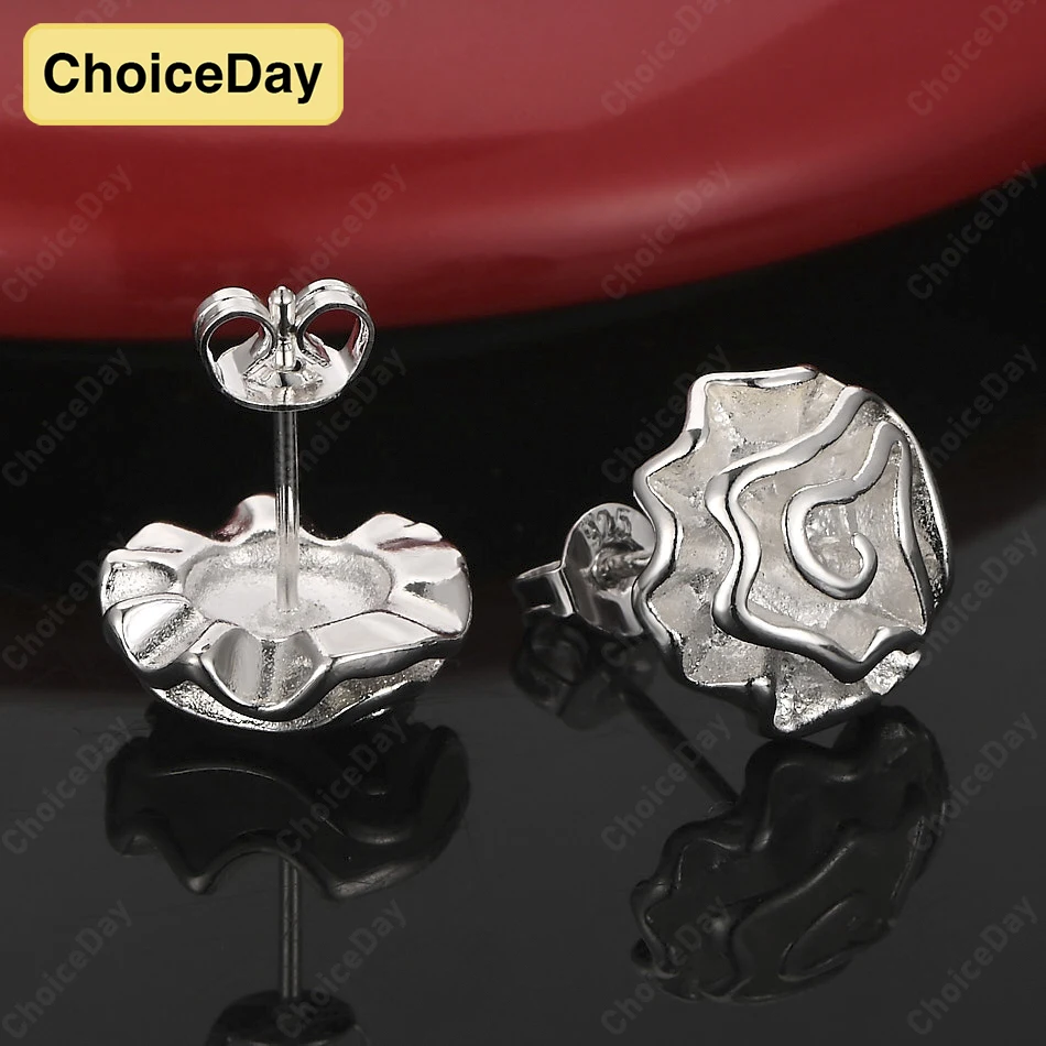 

ChoiceDay 925 Sterling Silver Exquisite Rose Flower Earrings Women Fashion Jewelry Accessories Wedding