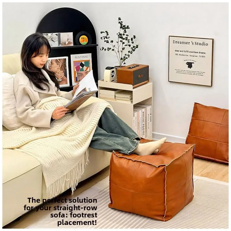 Multifunctional Storage Stool Ottoman Pouf Seat Footrest for Living Room Bedroom