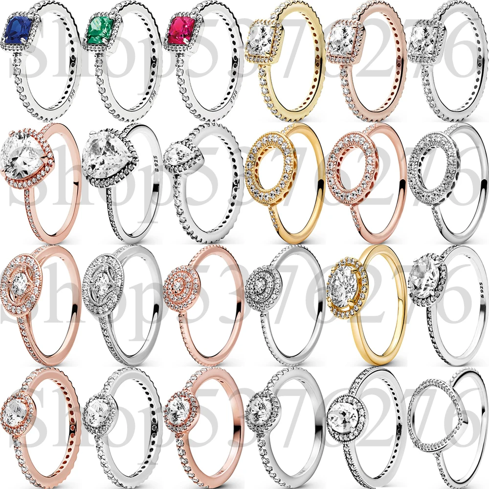 

Кольцо из стерлингового серебра 925 пробы в винтажном стиле: сияющие сердца-капли, квадратные и круглые элементы, сверкающий ореол. Модное кольцо для женщин, подарок, украшение для самостоятельного изготовления.