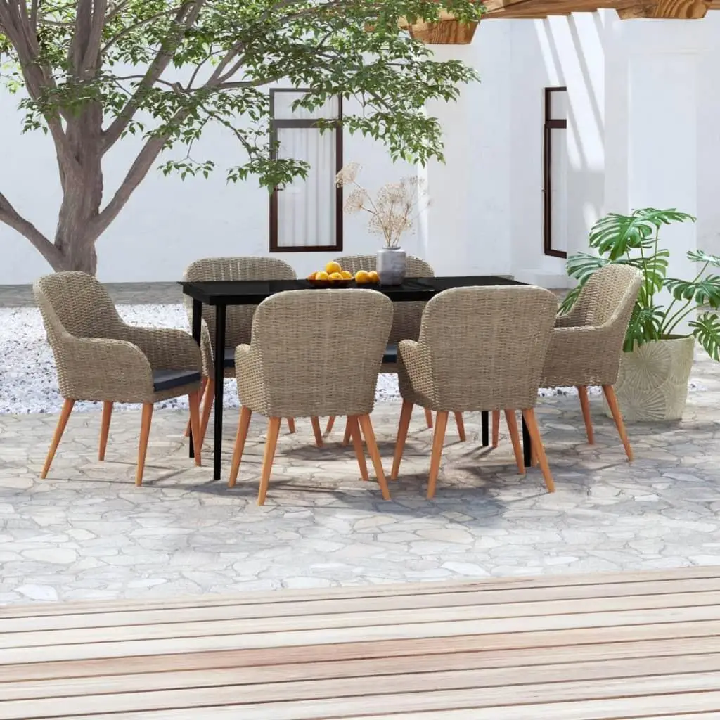 

Garden Dining Set Brown Black Modern Outdoor Furniture Set