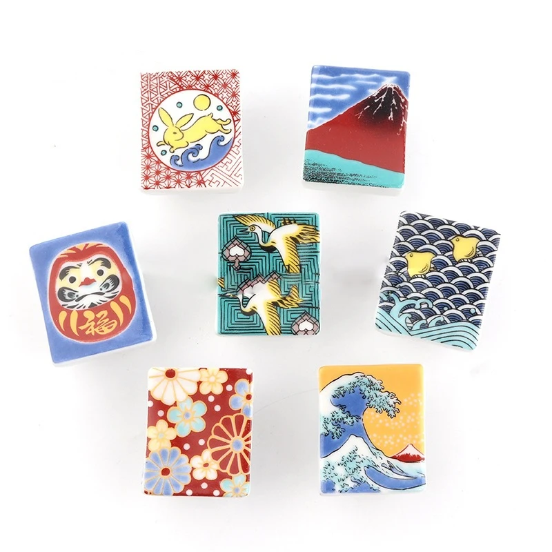 Beicai Ceramic Printing Handle Hand-painted Drawer Handle Cabinet Pulls New Style Tatami Small Handle And Knobs