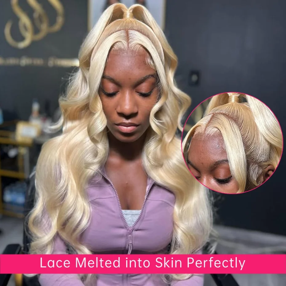 613 Colored Body Wave Human Hair Remy Vietnamese Blonde 13x4 HD Transparent Lace Front Wigs 200% Density 13x6 Lace Frontal Wigs For Women 38 40 42 Inches