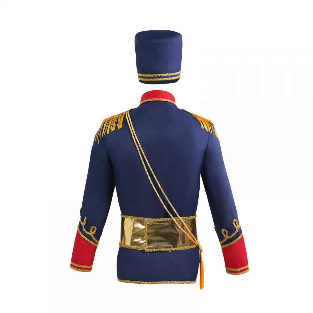 ผู้ใหญ่ฮาโลวีน Nutcrackers เครื่องแต่งกายกลองทรัมเป็ตทีม Royal Honor Guard Party ชุดชุดพู่ Circus Ringmaster เสื้อด้านบน