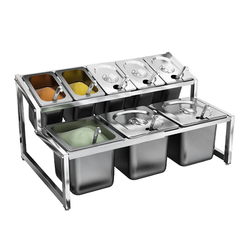 304 stainless steel box shelf special rectangular one-sixth one-ninth pot shelf for milk tea shop