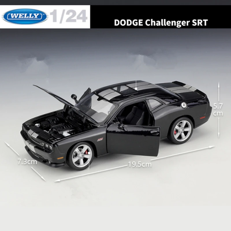 سيارة رياضية طراز WELLY-DODGE تشالينجر SRT 2012 ، لعبة معدنية ، لعبة سباق العضلات ، هدايا التجميع ، 1:24