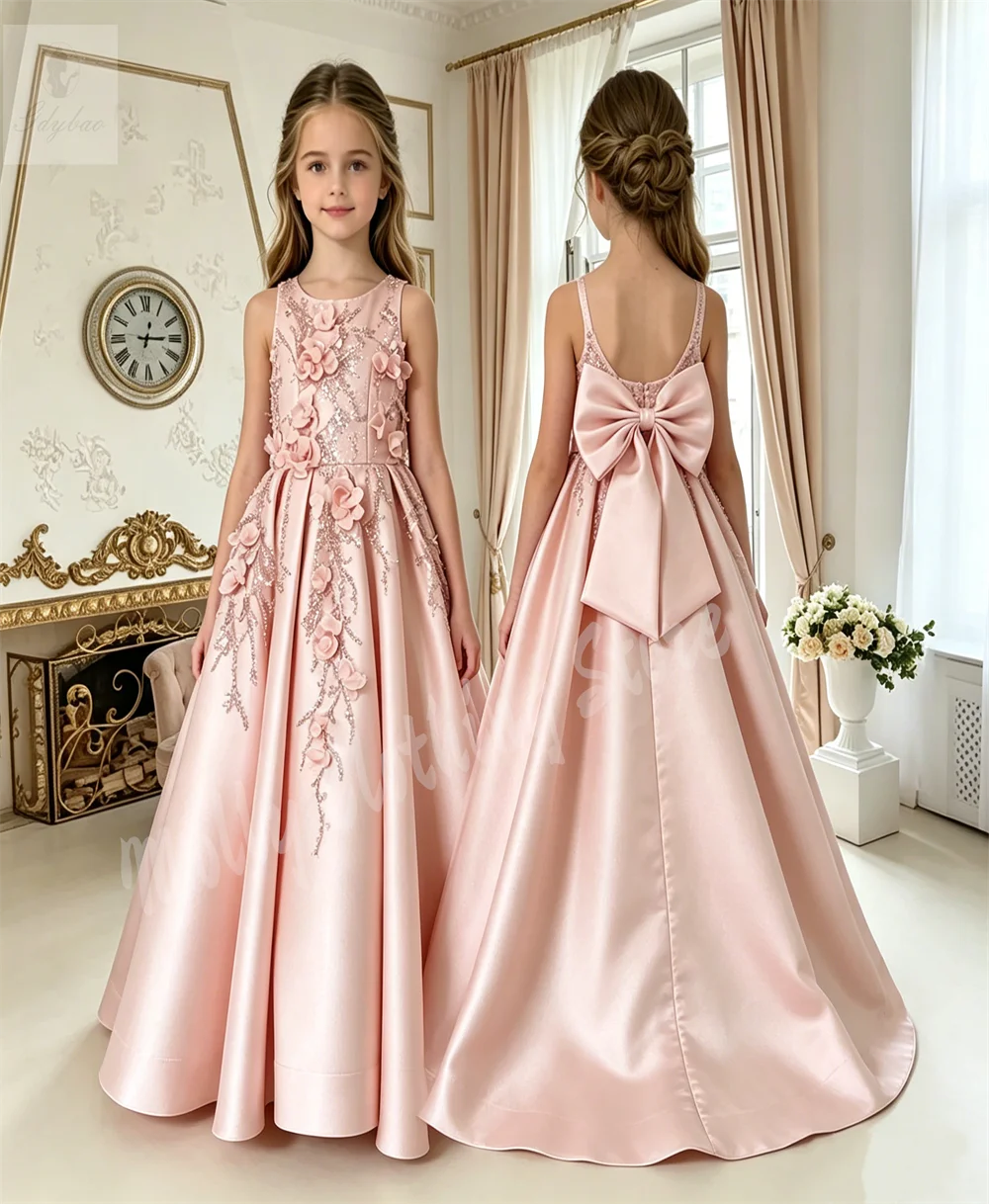 robe-de-demoiselle-d'honneur-en-satin-rose-avec-appliques-de-paillettes-pour-mariage-avec-nœud-magnifique-robe-de-ceremonie-pour-la-rentree-scolaire-et-les-occasions-formelles