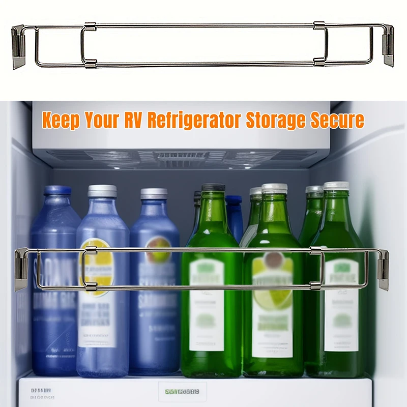 1 Set RVs Refrigerator Storage Bar Secure Adjustable Stainless Steel Rod For Corner Shelves In Camper 12.5-22.5 Inches Durable