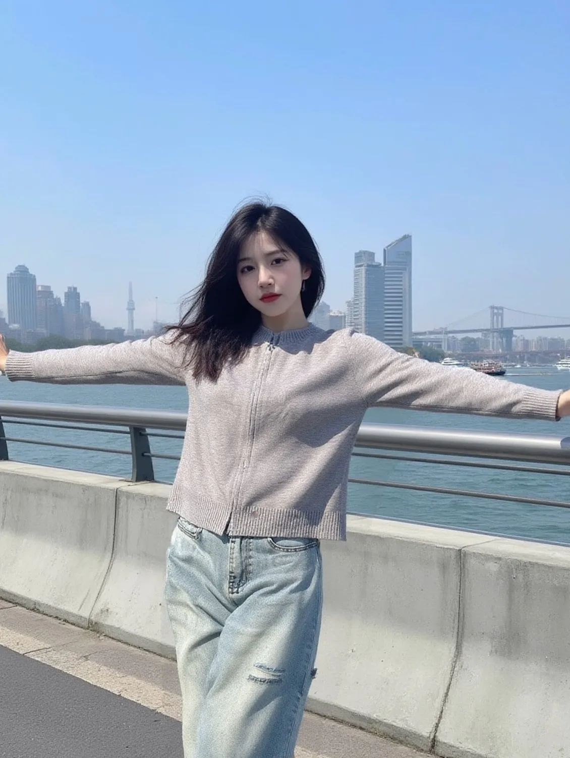 

Double Zipper Knitwear Cardigan Women Autumn Outwear Korean Aesthetic Elegant Solid Design Cozy Daily Simple Casual Fashion