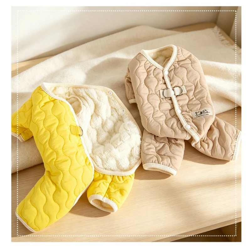 Winter Small Dog Clothes, Warm Padded Coat for Dogs & Cats, Fleece-Lined Four-Legged Down Jacket for Bichon, Teddy Thick Romper