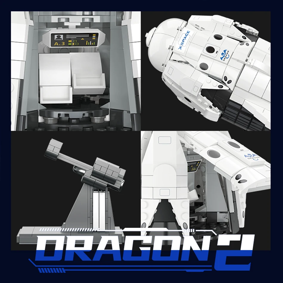852 قطعة MOC SpaceX Dragon 2 نموذج المركبة الفضائية اللبنات الكون البضائع سفينة الفضاء الجمعية الطوب ألعاب تعليمية الاطفال هدية