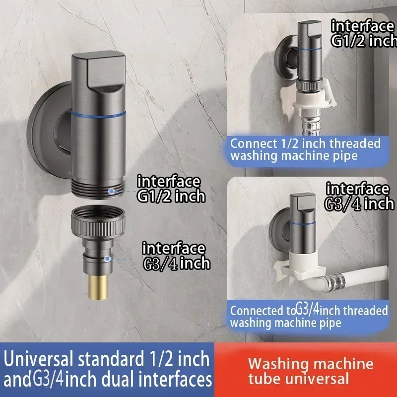 Faucet Brass One Into One Out Dual Control Washing Machine Tap Three-way Toilet Triangle Valve