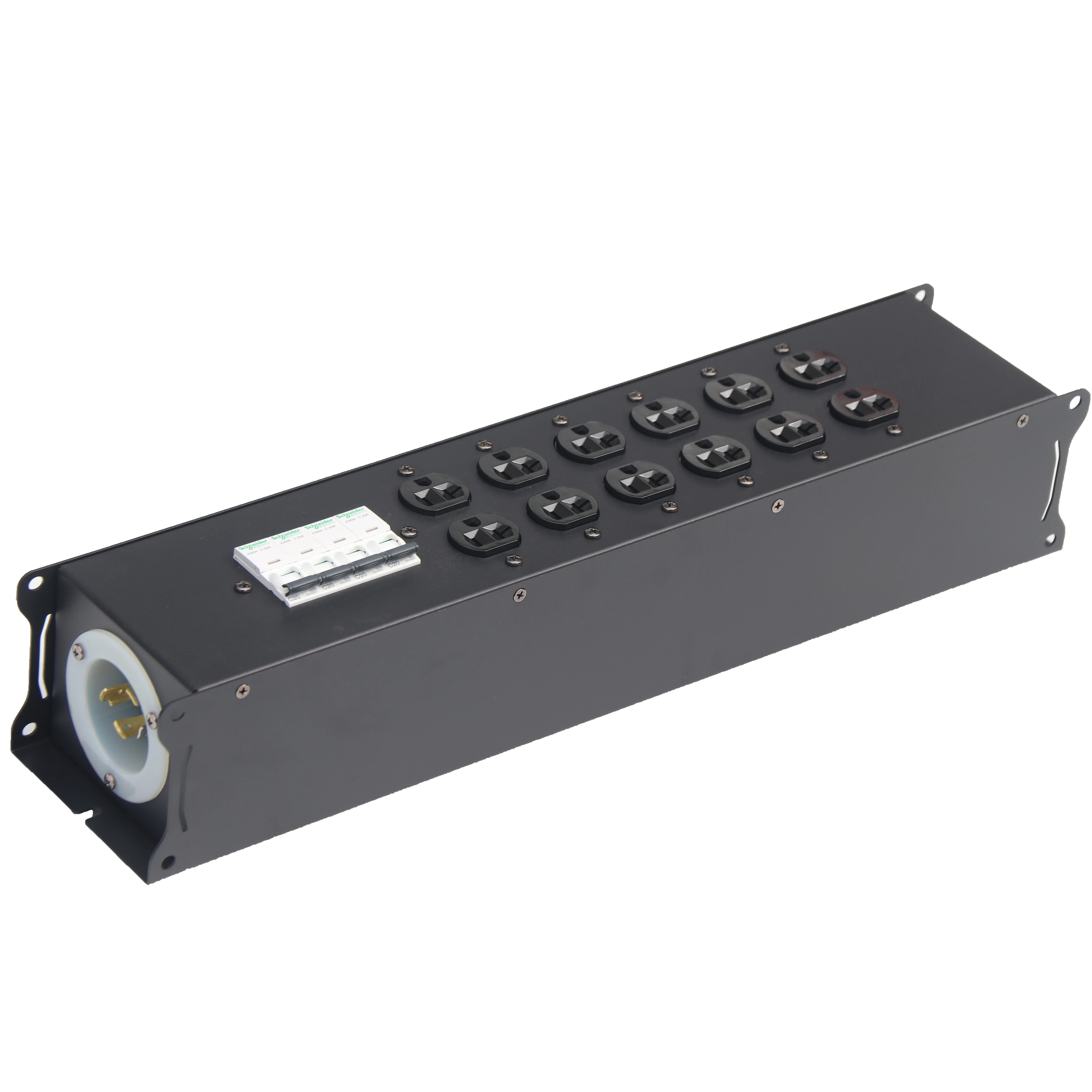 L21‑30 Twistlock Input Power Distribution Rack Box, 6‑Way NEMA5‑20A Edison Duplex Output, Professional Stage Power Supply Unit