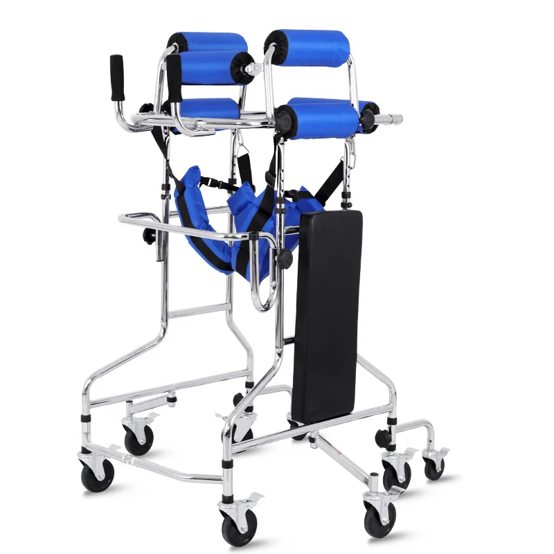 Adjustable anti-rollover assist lower limb walking hemiplegia gait trainer pediatric walker