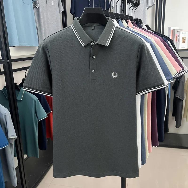 100% cotton luxury brand new men's embroidered short style summer comfortable breathable polo shirt business casual T-shirt top image 6