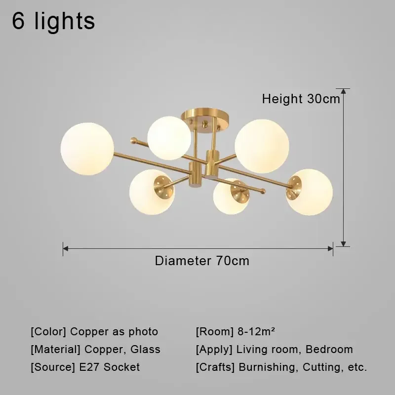 Creatieve plafondhanglamp Noordse kroonluchter Led-lamp Woonkamer Glas Lichtpunt Home Decor Slaapkamerverlichting