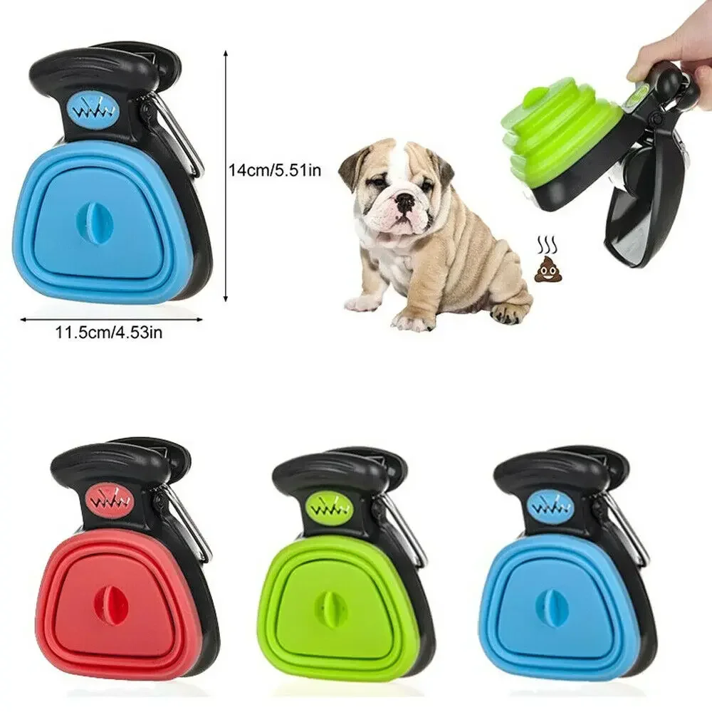 Dog Pet Travel Foldable Pooper Scooper with 1 Roll Decomposable Bags Poop Scoop Clean Pick Up Excreta Cleaner