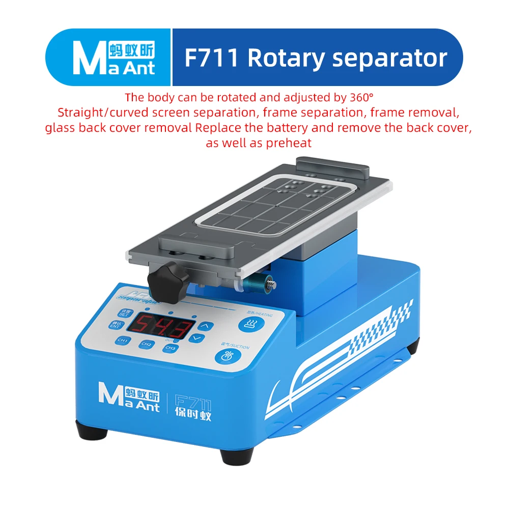 MaAnt F711/F712 3-in-1 LCD Separator, Multifunctional, 360° Rotation, Straight & Curved Screen Separation for Mobile Repair Tool