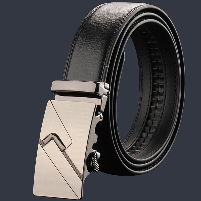Men's Black Self-fastening Belts—an Essential Accessory for Suits, Available in A Variety of Buckle Styles.