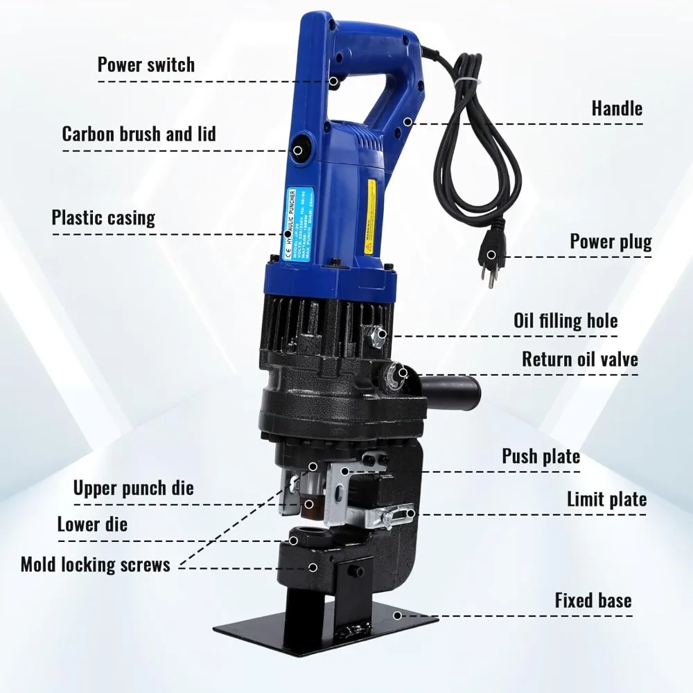 أداة ثقب هيدروليكية كهربائية 10T أداة تثقيب 110 فولت 1200 وات للوحة الألومنيوم والحديد المعدني #5