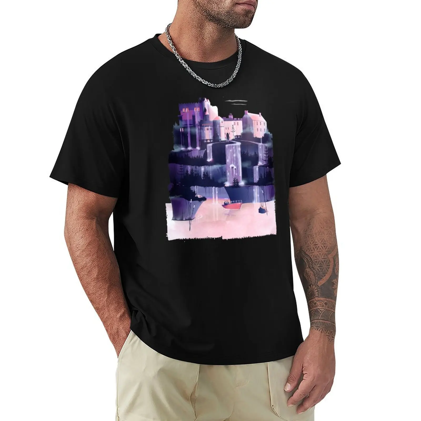 Waterfall Castle T-Shirt man t shirt graphic T-Shirt
