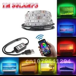 USB Bluetooth LED Strip Light, luzes RGB flexíveis, luz de fundo, fita de diodo, lâmpada de fita, TV, desktop, tela, 5V, 5050