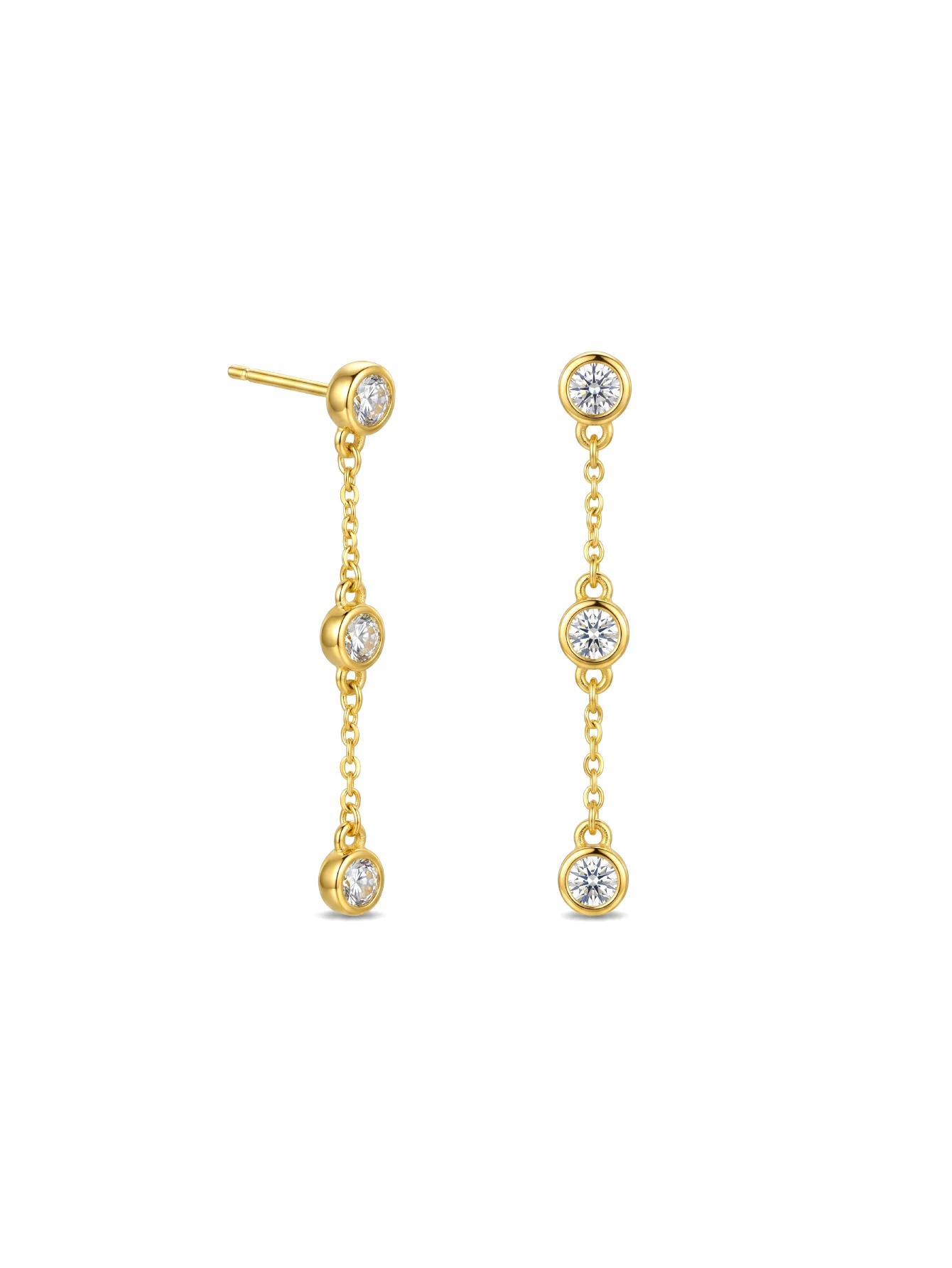A pair of S925 sterling silver beaded dangle earrings with sparkling zirconia, hypoallergenic.