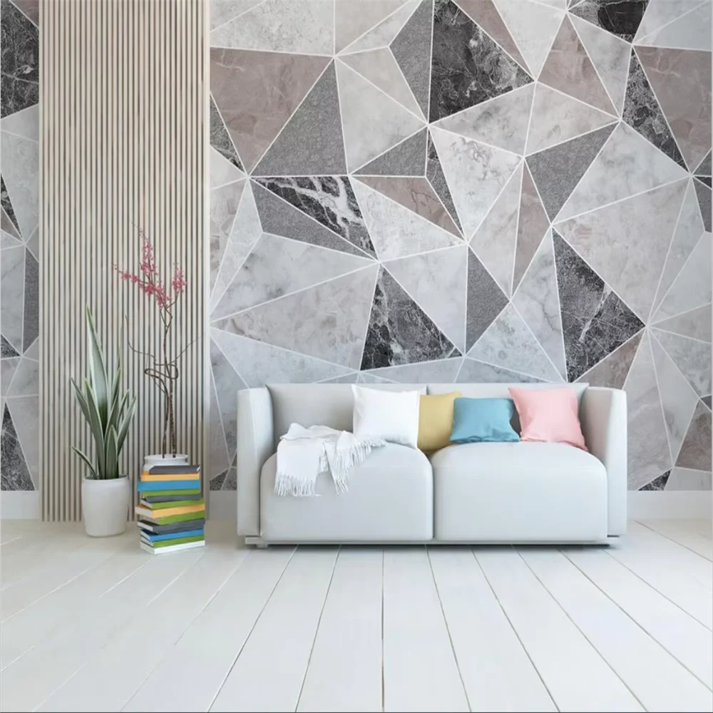 

Пользовательские скандинавские современные светлые роскошные геометрические мраморные фрески для гостиной, ТВ, дивана, спальни, домашний фон, настенные обои, пейзаж