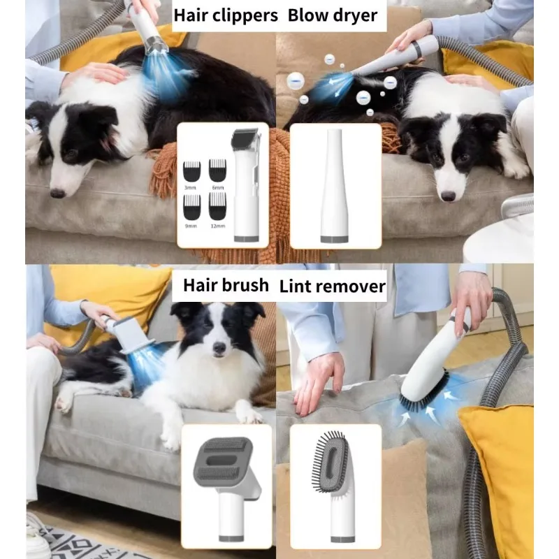 4-In-1 Pet Grooming Kit 10000 pa Strong Pet Grooming Vacuum for Dogs Cats 2.5 l Dog Vacuum for Shedding Grooming Vacuum