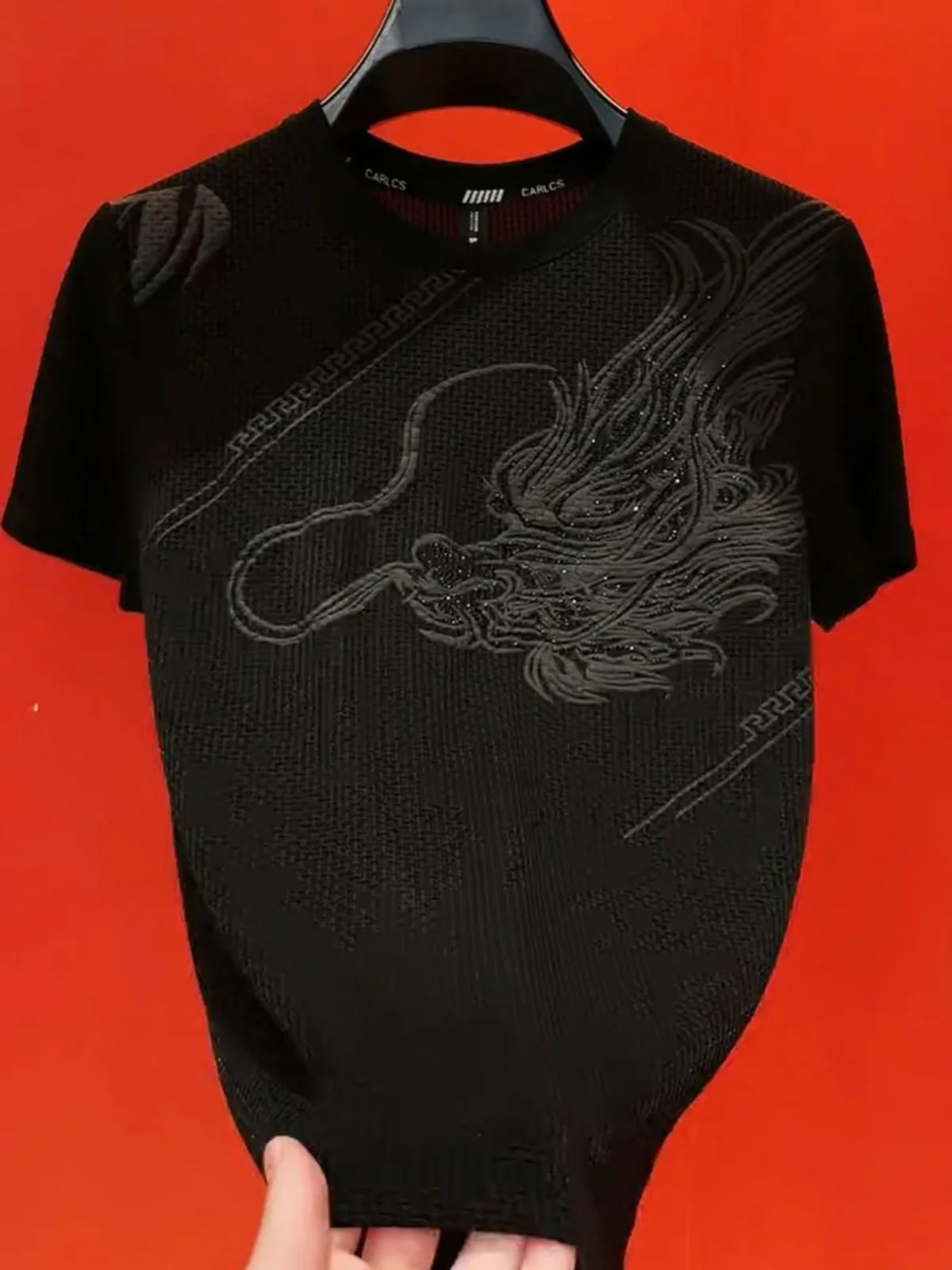 

Men's Hollow out Ice Silk ort Sve T-irt Faionable Brand round Ne Qui Dry Breathable Thin Modern Sle Summer Top