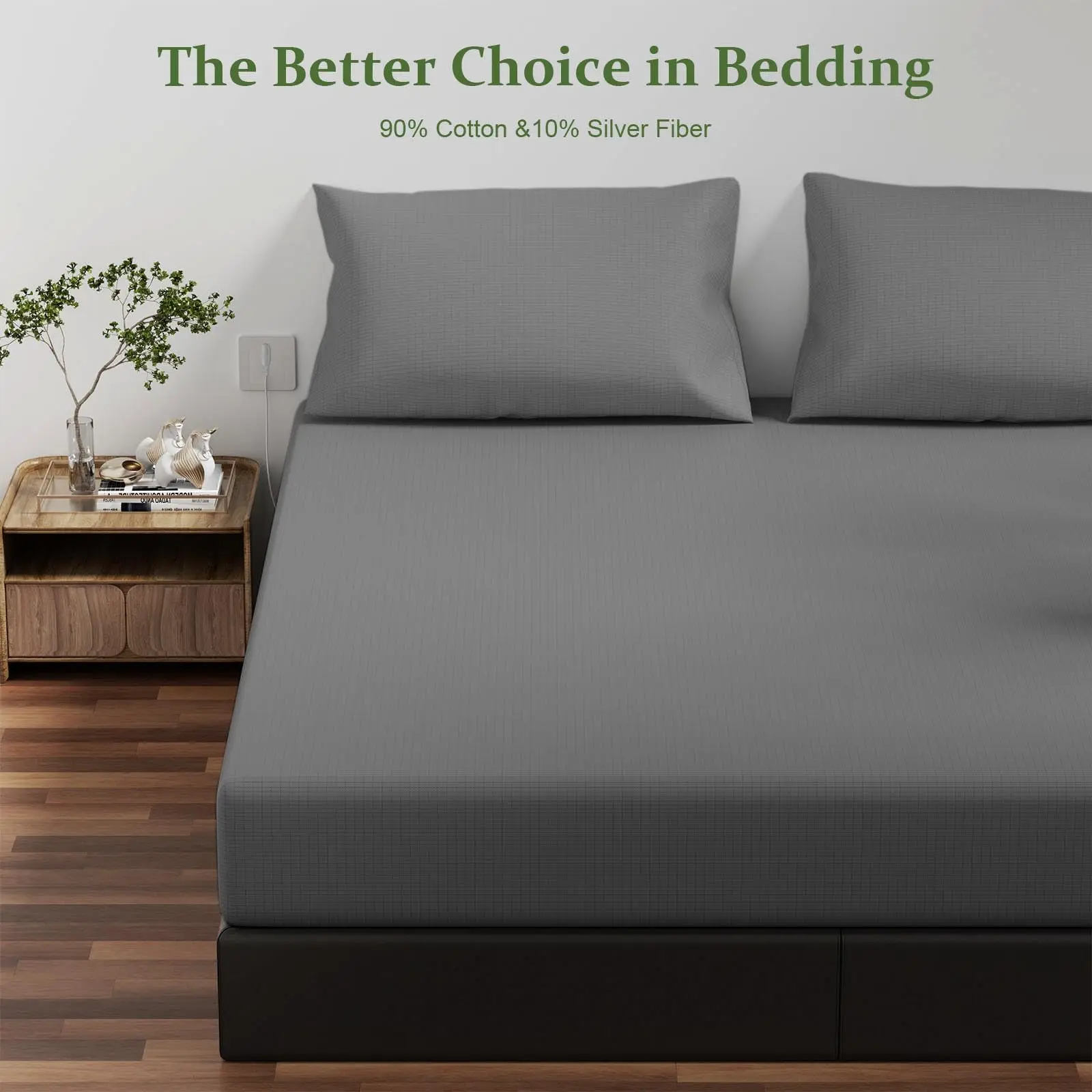 

Amradield Full Grey Grounding Flat sheet 10% silver fiber electrical conductivity grounding caring for sleep Machine washable