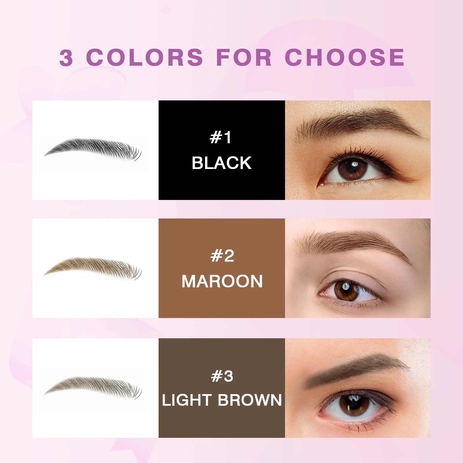 Kit de tinte de cejas, tres colores, resistente al agua y duradero para dar forma a varias efectos de maquillaje.