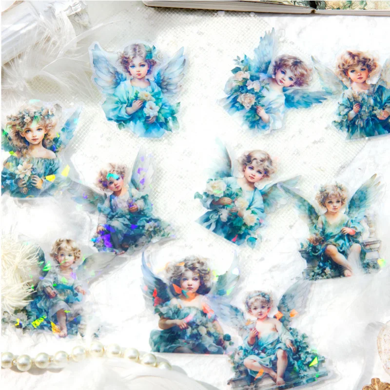 10pcs/lot Winged Divine Fairy Stickers, Vivid Character Details & Strong Stickiness, Ideal for Diary Embellishment