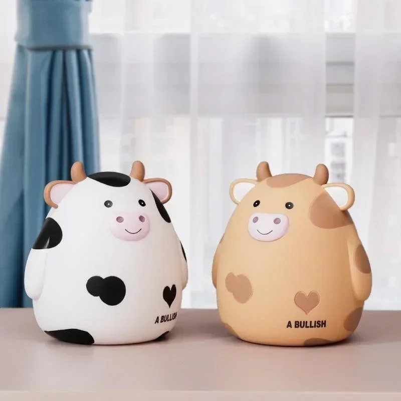 Cute Cartoon Cow Piggy Bank Children Coin Money Saving Box Animal Figurine Home Desk Decor Ornament Kids Birthday Gift