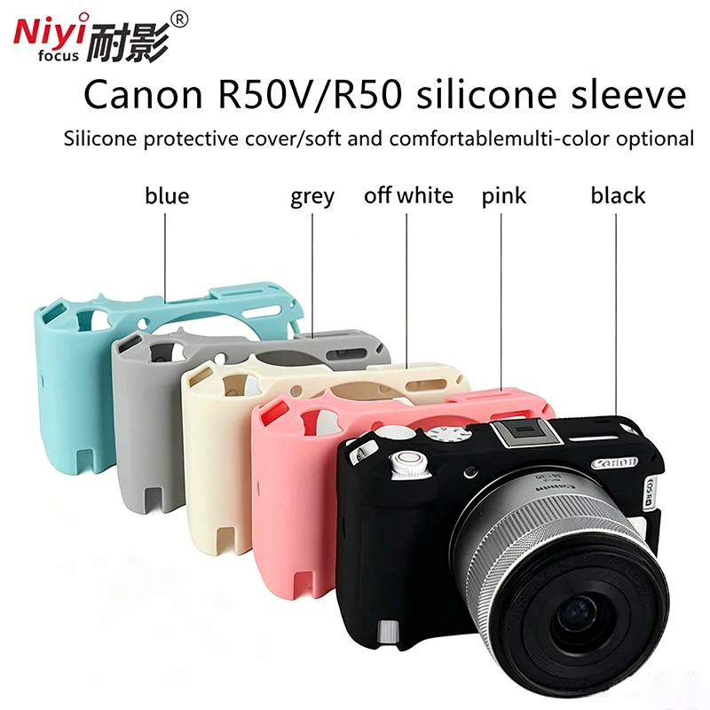 Soft Silicone Rubber Armor Skin Case Bag Camera Protector Body Cover for Canon EOS R50V R50 Camera Case with Glass Film