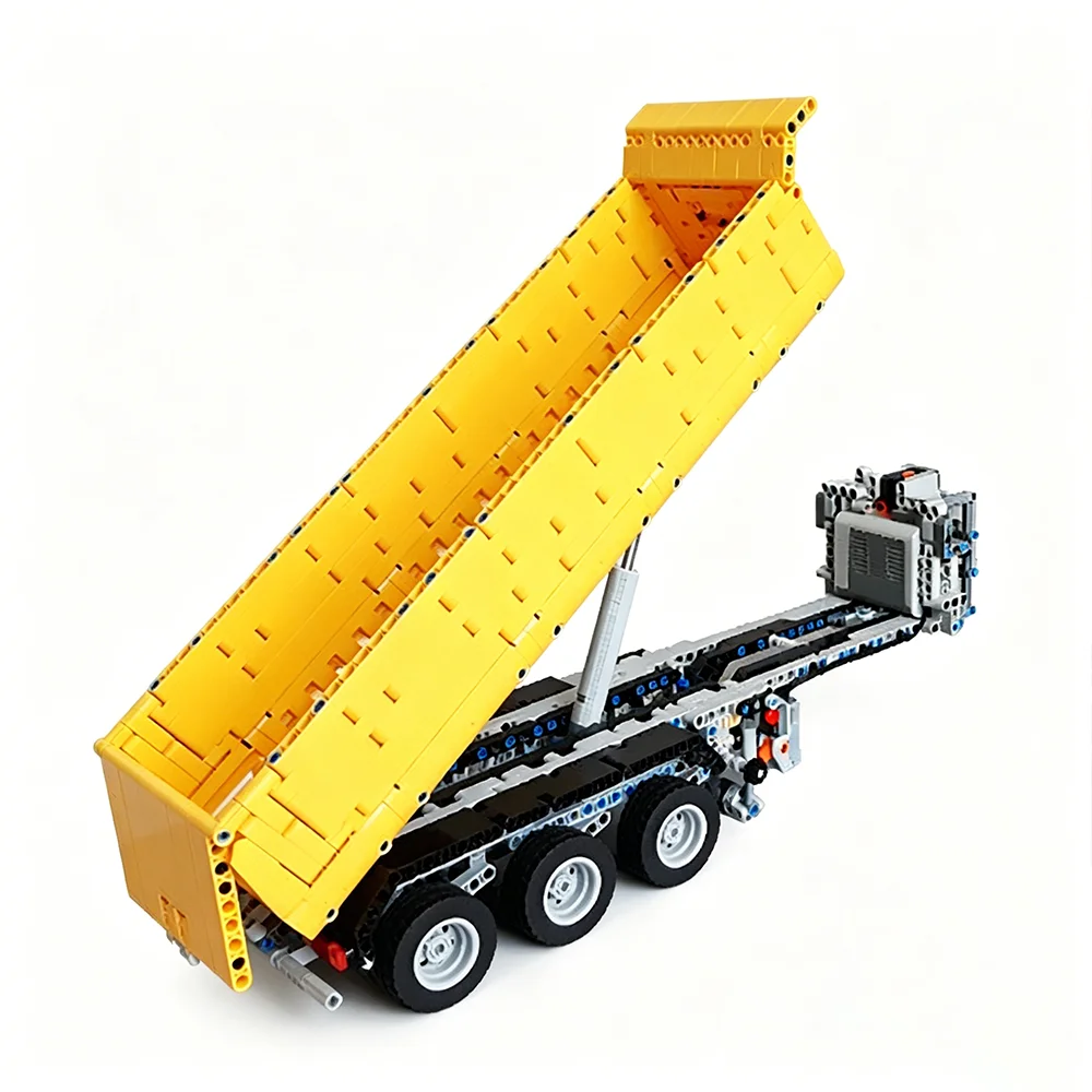 MOC-203809 1:21 Dump Semi Trailer Tractor Retractable Euro Low LoaderToy Model Birthday Gift for Kid  Building Block