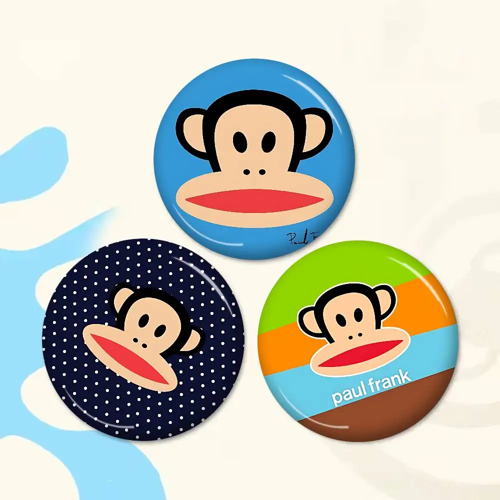 S-Paul-FrankS Round Button Pins Slogan Creative Brooches Backpack Clothes Decoration Fashion Cartoon Jewelry Gifts