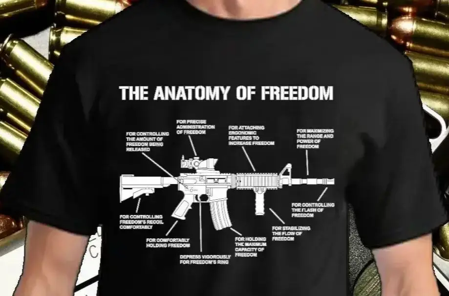 

The Anatomy of Freedom AR-15 2nd Amendment T-Shirt 100% Cotton O-Neck Summer Short Sleeve Casual Mens T-shirt Size S-3XL