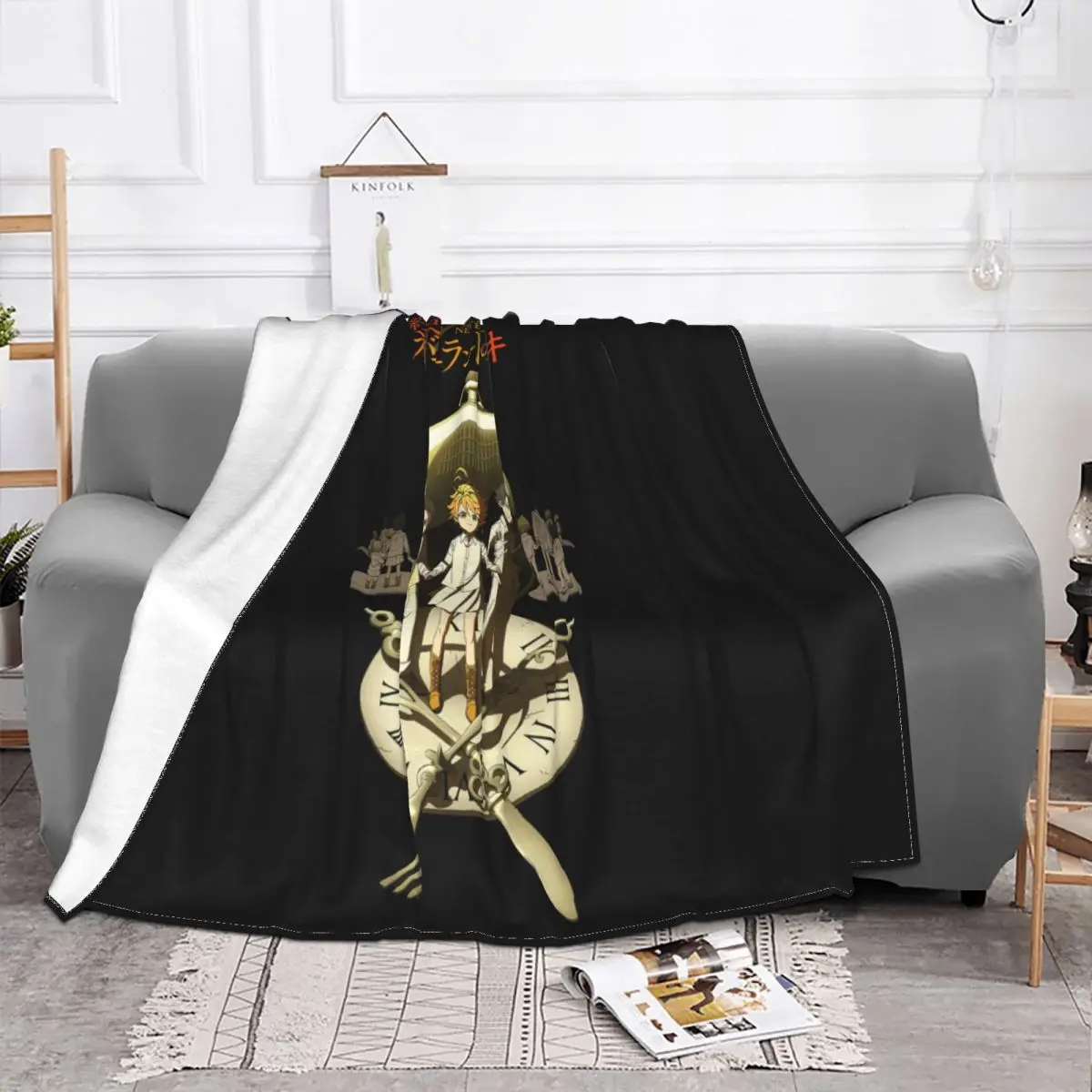 Manga Neverland V1 Kaiu Shicai Promised Black S'3XlWarm Cartoon Character Trend New Brand Throw Blanket