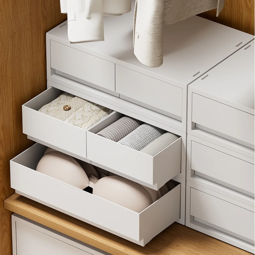 Desktop Storage Boxes Stackable White Storage Drawer Home Cosmetic Stationery Organizer Stackable Desk Space Saving Organizer