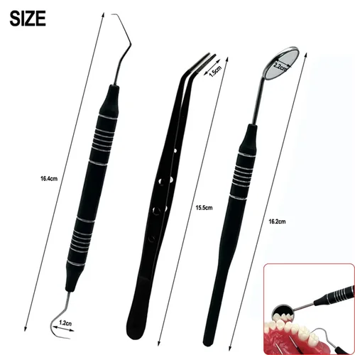 Imagen 2 del producto Kit de instrumentos para el cuidado Dental, pinzas para espejo bucal, sonda curva para limpieza de dientes y examen Oral, 3 juegos/5 juegos