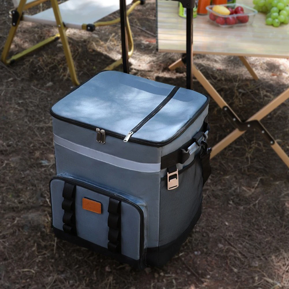 

Insulated Rolling Cooler Bag with Wheels Picnic Trolley Box Large Capacity Food Storage Container for Outdoor Car Travel&Takeout