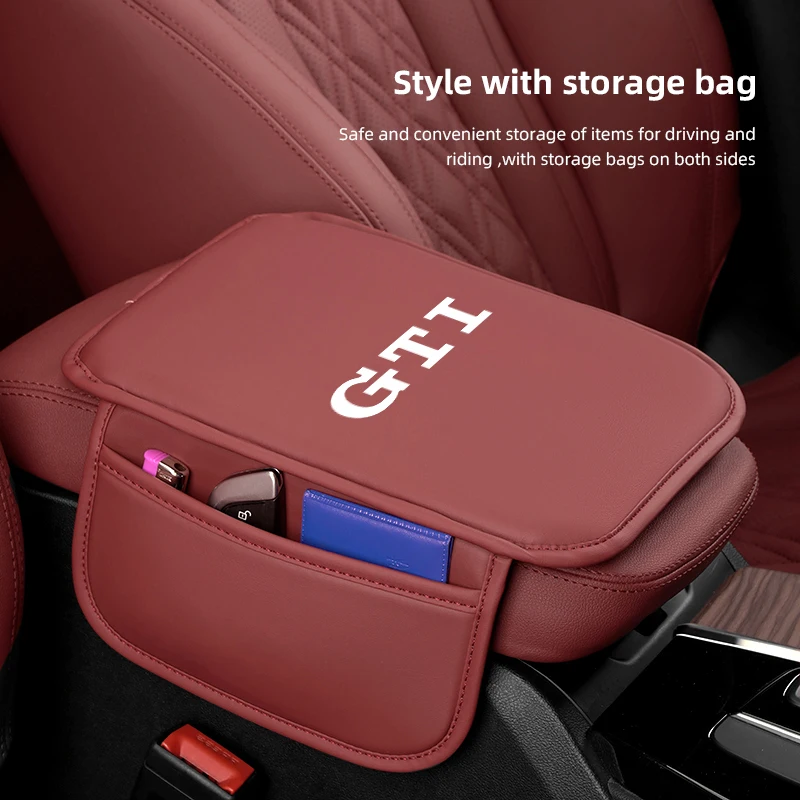 Cup Holders Car Leather Armrest Box Heighten Protective Pad Memory Foam Arm Rest Cushion For For Volkswagen GTI T-ROC GTD Atlas - view 2
