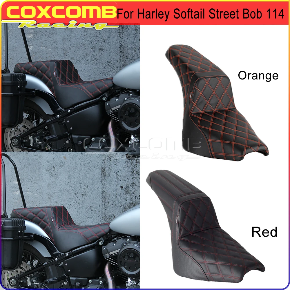 For Harley Softail Street Bob 114 FXBB Slim FLSL Standard Heritage Classic Vintage Motorcycle Saddle Red Seat Cushion 2018-2024