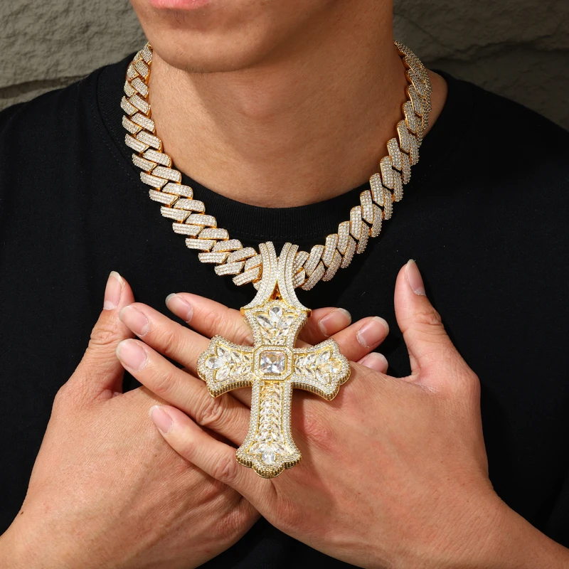 TUHE Unisex High Quality Classic Cross Pendant Mossanite Sterling Silver 925 Pendants For Men Hip Hop Jewelry