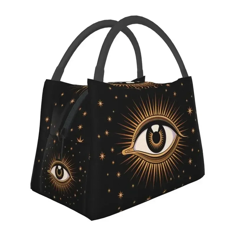 Bolso de mano con aislamiento de mal de ojo para mujer, fiambrera térmica reutilizable con arte de ojo que todo lo ve, fiambrera de comida, trabajo y viaje