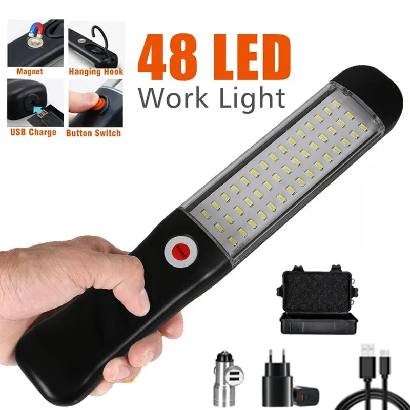 

Rechargeable LED Handheld Flashlights With Magnetic Powerful Camping Lantern Outdoor Emergency Light For Car Repair Household