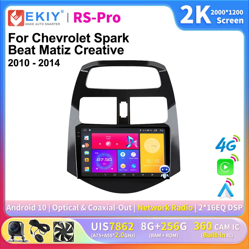 

EKIY 2K Screen CarPlay Car Radio For Chevrolet Spark Beat Matiz Creative 2010-2014 Android Auto Car Multimedia GPS Player 2din